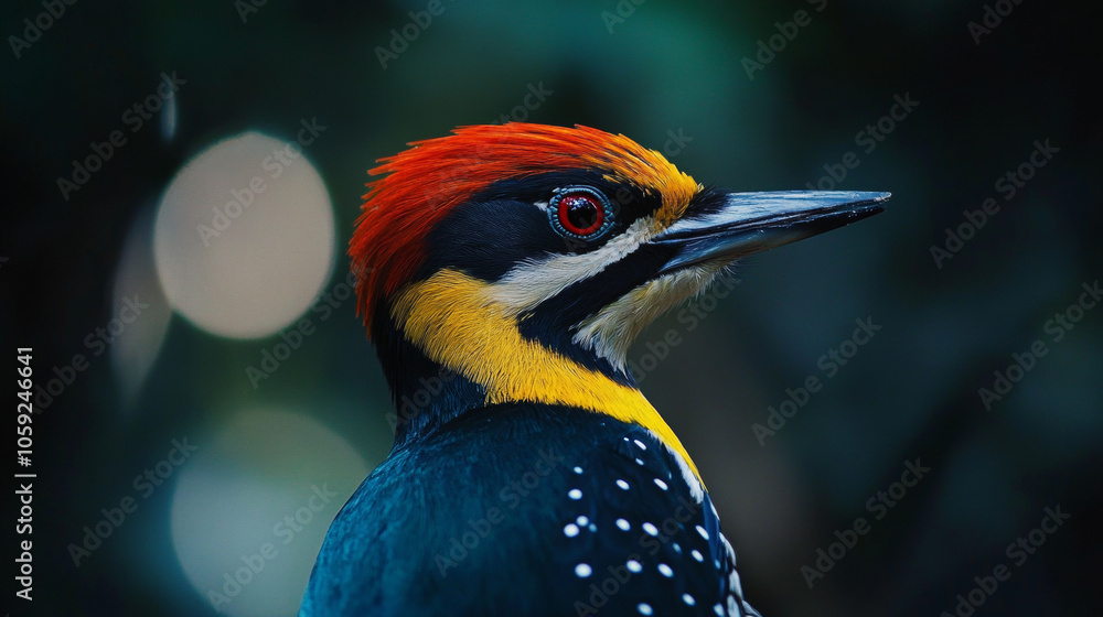 Fototapeta premium The Golden-naped woodpecker is a type of bird in the woodpecker family. It's very similar to the Beautiful woodpecker.