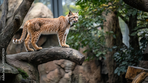 A Eurasian lynx lives at the Straubing zoo. photo