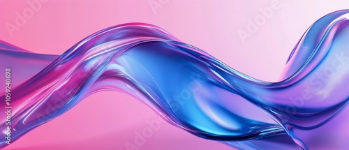 Flowing abstract design with vibrant blue and pink hues creating a stunning v...