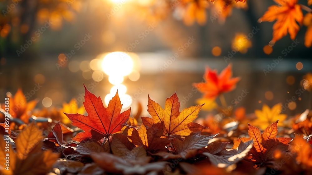Autumn leaves falling down background, Autumn concept Autumn leaves falling down background, Autumn concept