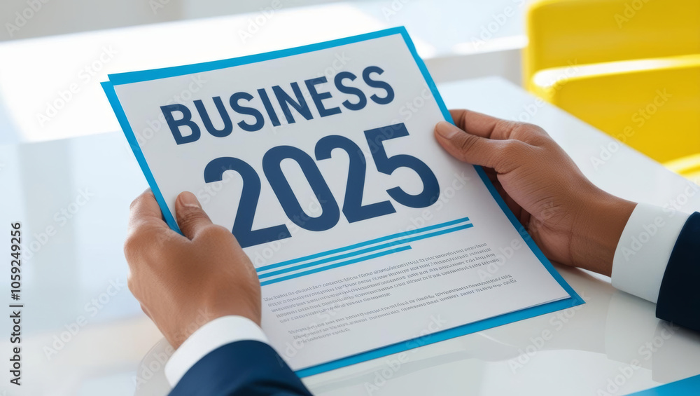 person holding business plan for 2025, showcasing strategy and goals person holding business plan for 2025, showcasing strategy and goals