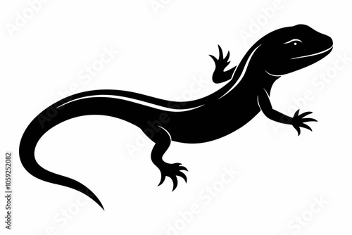 salamander vector silhouette illustration, skink silhouette, iguana-a-silhouette-vector-with-white-background.