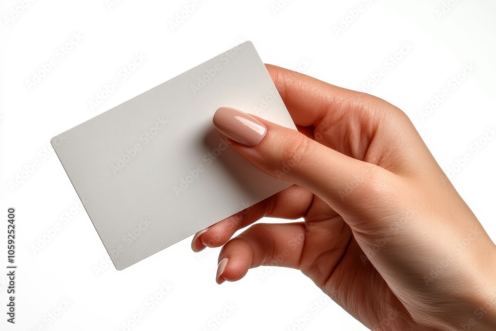 Blank Business Card Mockup: Hand Holding a White Card Blank Business Card Mockup: Hand Holding a White Card