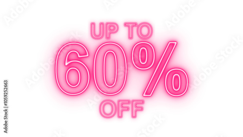 60 percent off sale discount png. Up to 60% off neon light sign.