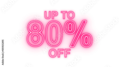 80 percent off sale discount png. Up to 80% off neon light sign.