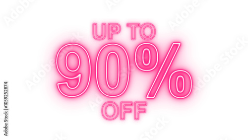 90 percent off sale discount png. Up to 90% off neon light sign.