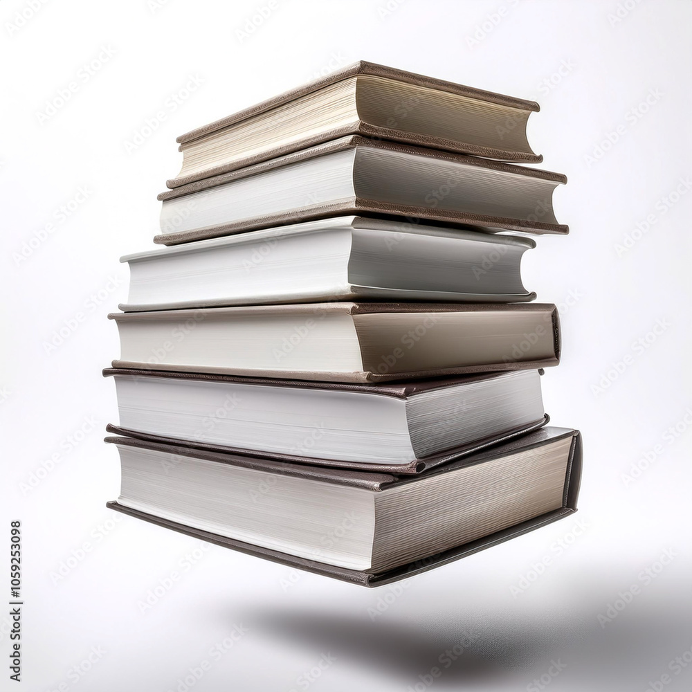Books in a stack floating or flying isolated white background Books in a stack floating or flying isolated white background