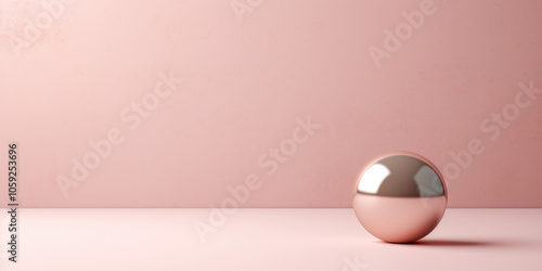 A minimalist image showing a reflective pink sphere on a solid pink background, emphasizing simplicity and modern design aesthetics. photo