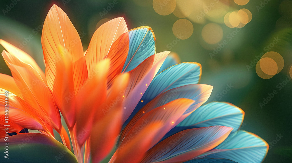 An exotic close-up of a Bird of Paradise flower, showing its vibrant orange and blue petals spread in a stunning fan shape. An exotic close-up of a Bird of Paradise flower, showing its vibrant orange and blue petals spread in a stunning fan shape.