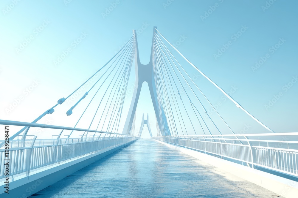 Fototapeta premium Modern Cable Stay Bridge Over Water