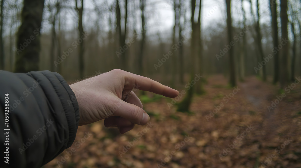 hand pointing in forest, surrounded by trees and fallen leaves, evokes sense of exploration and curiosity. atmosphere is calm and serene, inviting adventure hand pointing in forest, surrounded by trees and fallen leaves, evokes sense of exploration and curiosity. atmosphere is calm and serene, inviting adventure