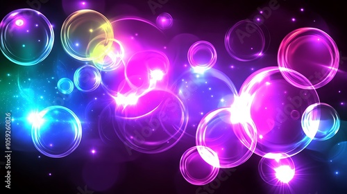 Abstract Neon Bubbles Blank Background with Copy Space for Design Projects