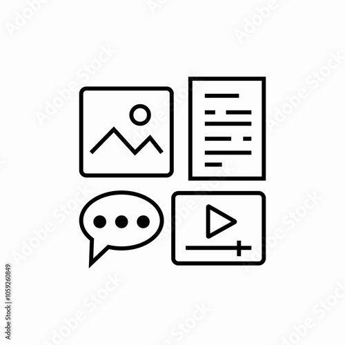 social media content icon sign vector