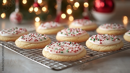 Delicious festive cookies with colorful sprinkles for the holidays