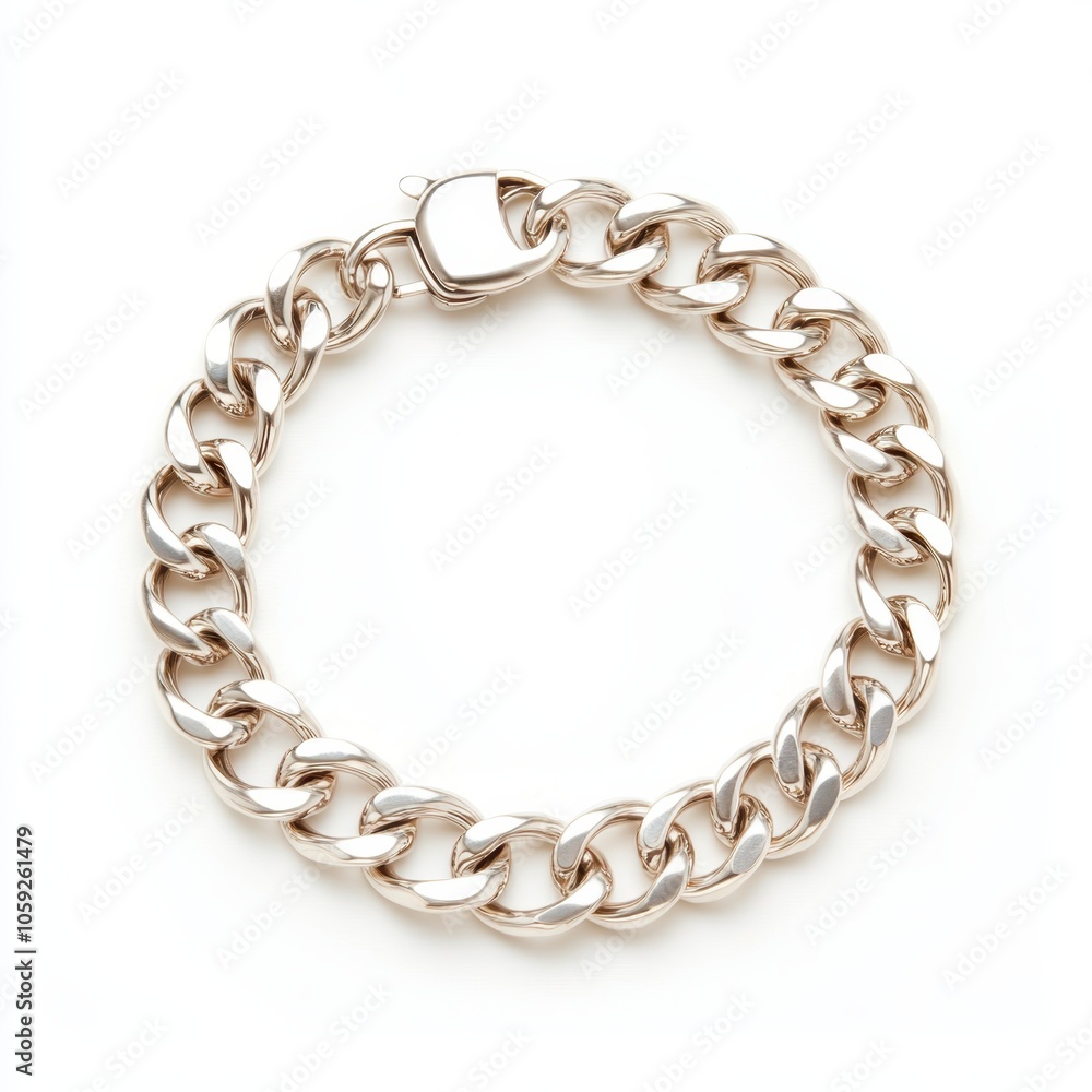 Obraz premium A shiny, silver chain bracelet with linked segments and a secure clasp.
