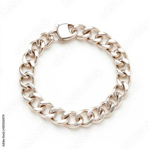 Wallpaper Mural A shiny, silver chain bracelet with linked segments and a secure clasp. Torontodigital.ca