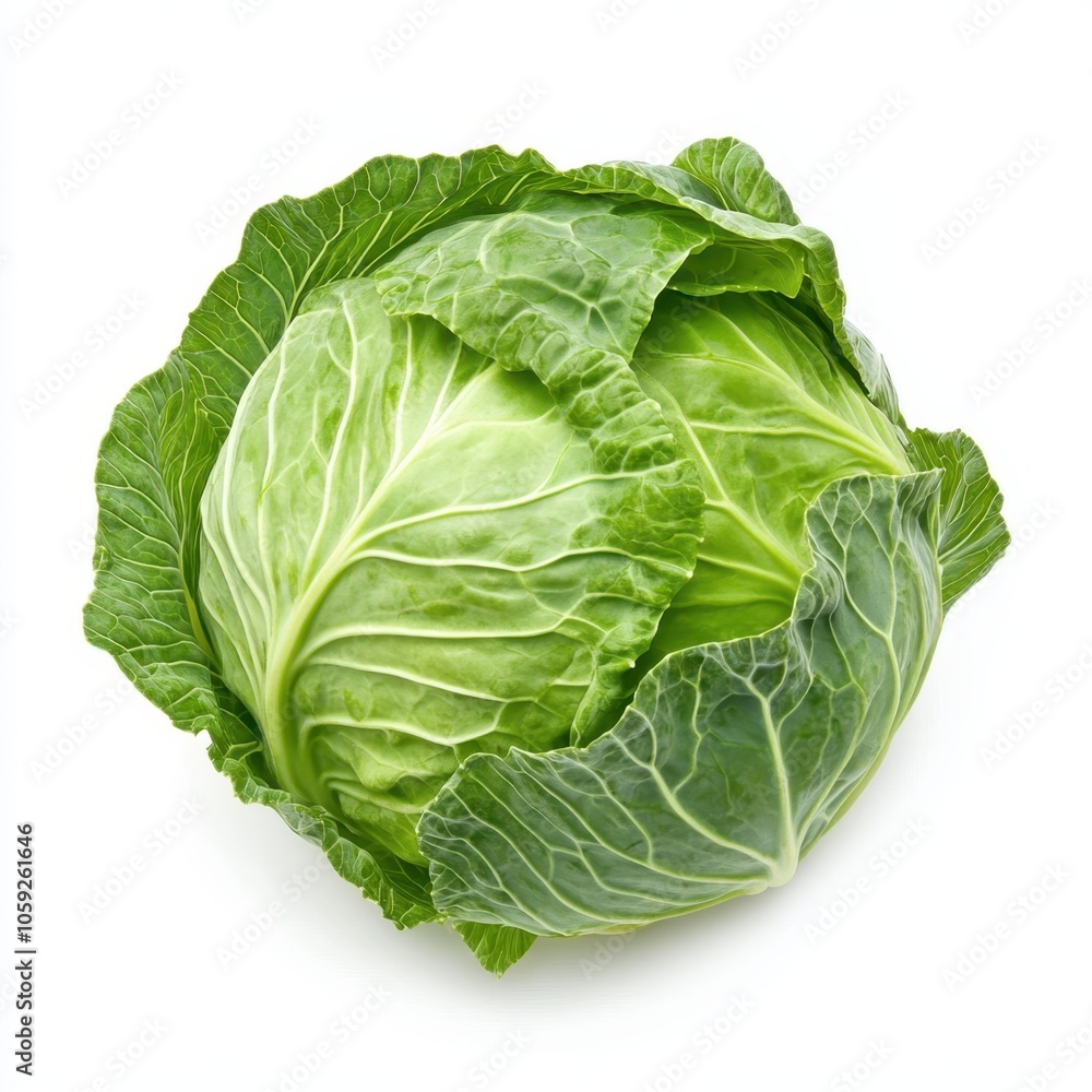 A fresh, green cabbage with tightly packed leaves, showcasing its vibrant color and crisp texture. A fresh, green cabbage with tightly packed leaves, showcasing its vibrant color and crisp texture.