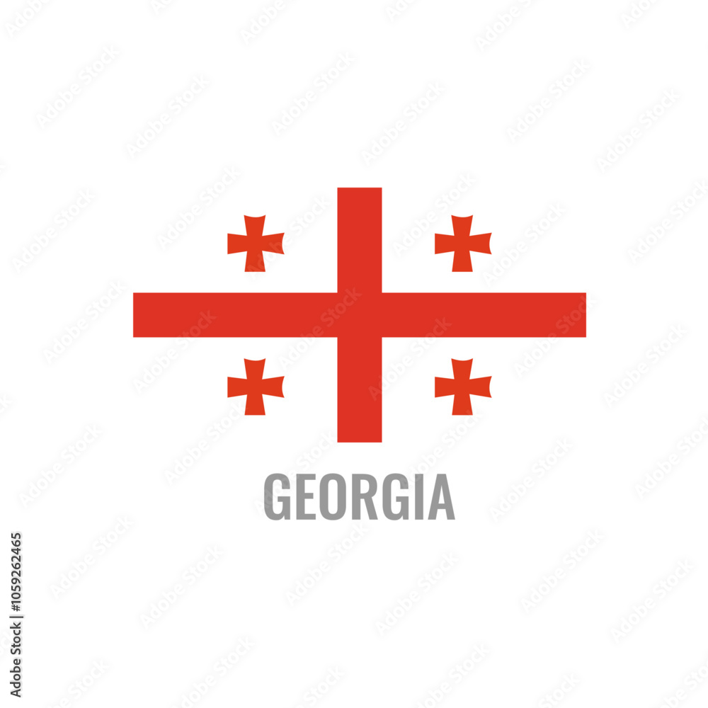 Fototapeta premium Georgia flag icon. The country sign. Rectangle shape. Isolated on a white background. Vector image.