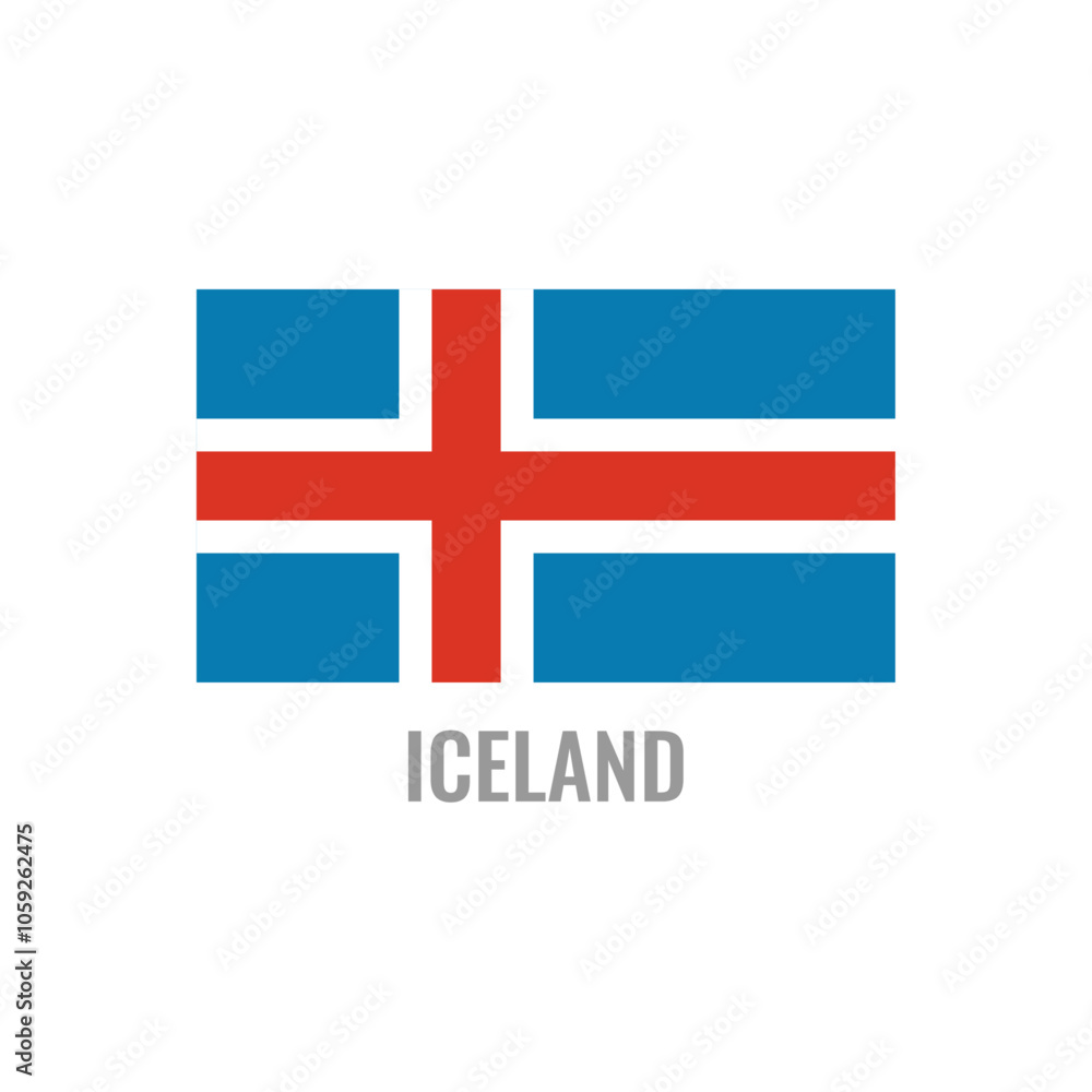 Iceland flag icon. The country sign. Rectangle shape. Isolated on a white background. Vector image. Iceland flag icon. The country sign. Rectangle shape. Isolated on a white background. Vector image.