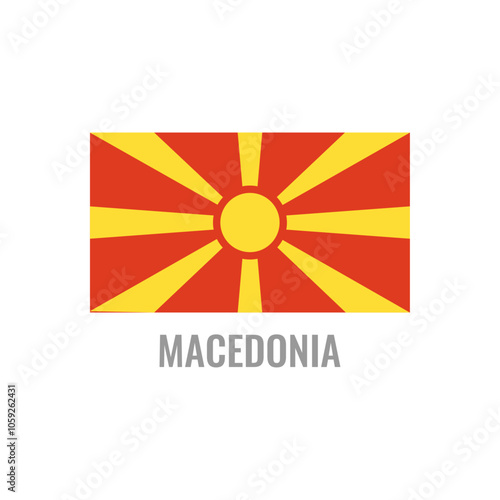 Macedonia flag icon. The country sign. Rectangle shape. Isolated on a white background. Vector image.