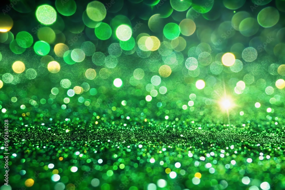 Obraz premium Bright Green Glitter Texture Background for Vibrant Designs, Festive Occasions, and Creative Projects - High Depth of Field for Stunning Visual Appeal