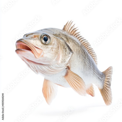 A detailed image of a fish, showcasing its smooth scales, prominent fins, and expressive features against a plain background.