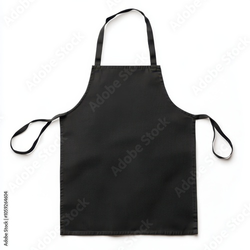 A simple black apron designed for cooking or crafting, featuring adjustable ties for a comfortable fit.