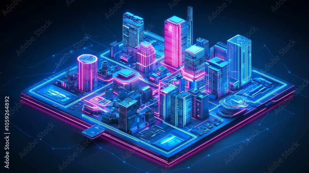 Intuitive smart city with glowing connectivity lines; urban infrastructure is connected by a digital network that represents the future Intuitive smart city with glowing connectivity lines; urban infrastructure is connected by a digital network that represents the future