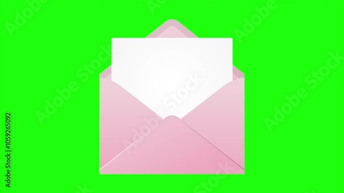 Animation of the opening envelope with white paper. Email message icon animation. Message notification animation. Mail and messaging icon