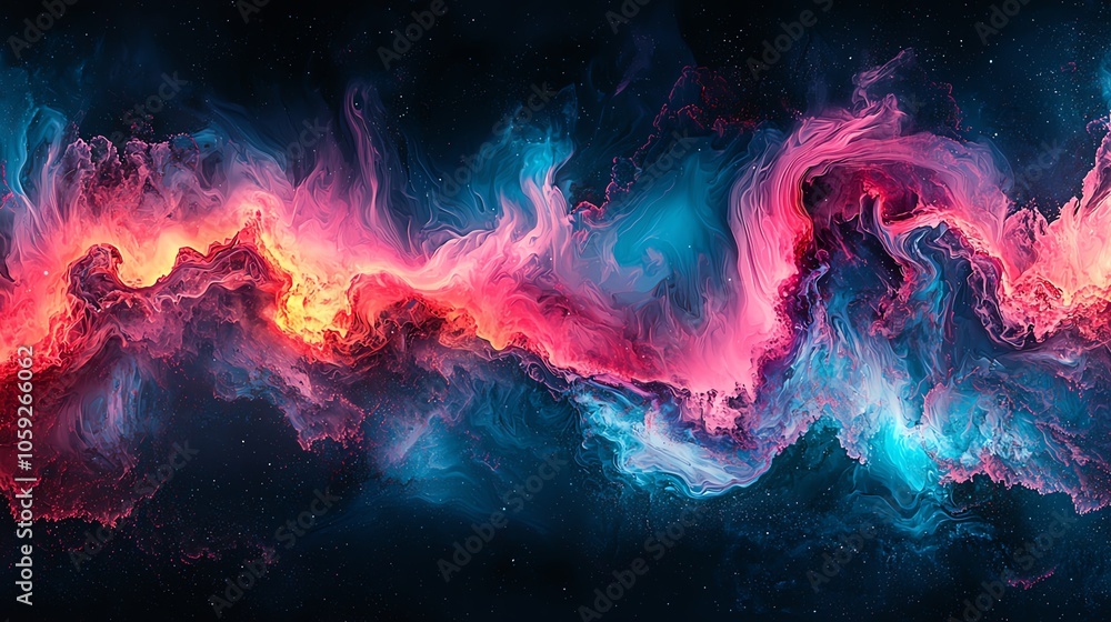 Fototapeta premium Colorful nebula cloud over dark space