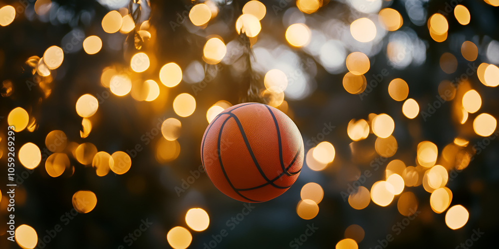 Basketball with Festive Golden Lights Basketball with Festive Golden Lights