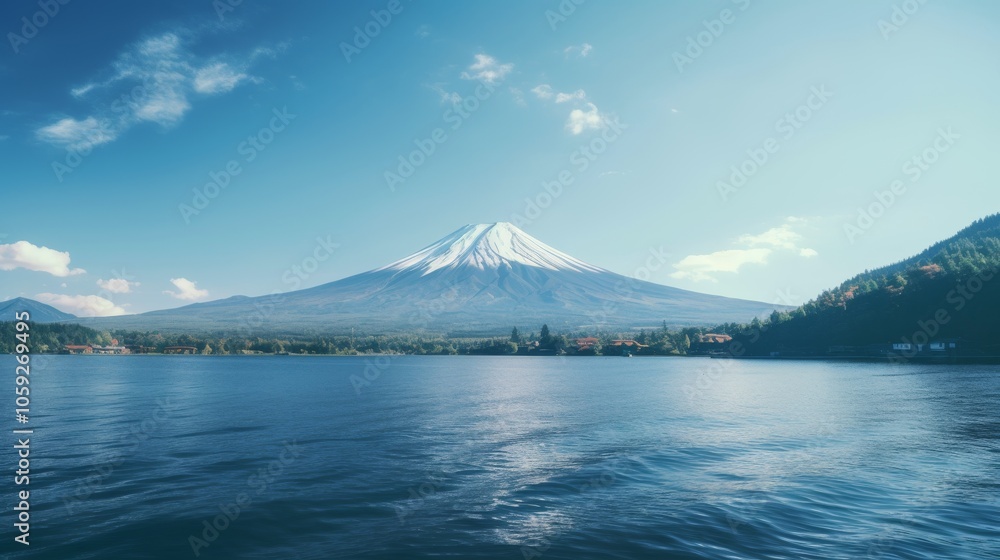 Majestic view of mount fuji reflected in serene lake a breathtaking landscape experience Majestic view of mount fuji reflected in serene lake a breathtaking landscape experience
