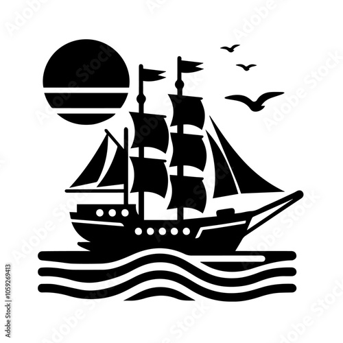 Fishing Boat Silhouette Vector for Marine and Nautical Designs