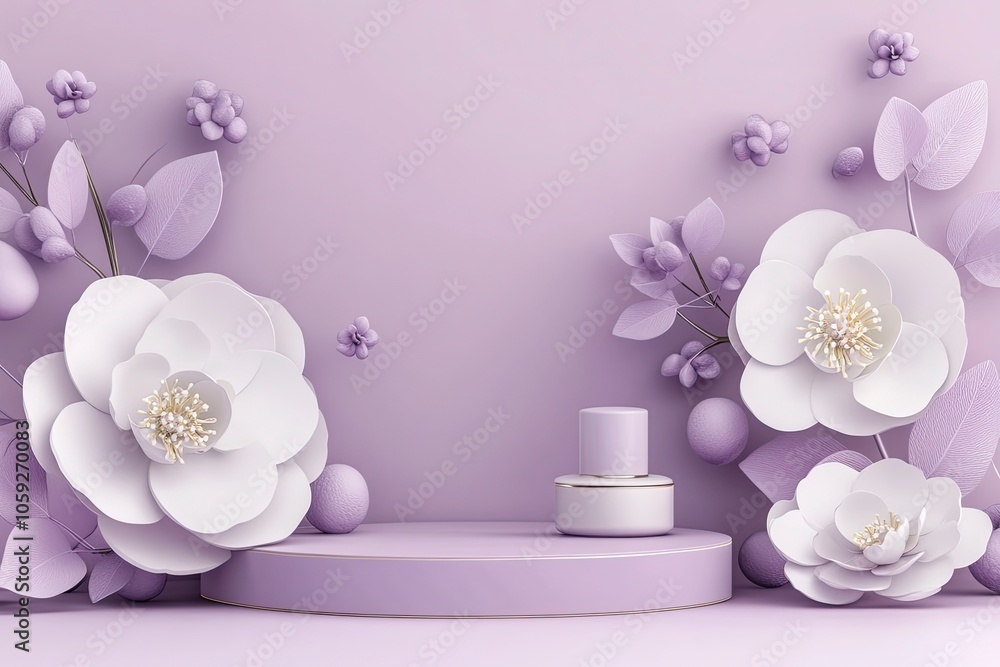 3D rendering flower background mauve color with geometric shape podium for product display, minimal concept, Premium illustration pastel floral elements, beauty, with generative ai 3D rendering flower background mauve color with geometric shape podium for product display, minimal concept, Premium illustration pastel floral elements, beauty, with generative ai