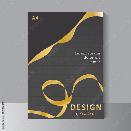 Dark style gold line colour cover template for luxury looking Annual report, brochure, flyer template, ect, gold cover design, business advertisement, magazine ads, catalog, 