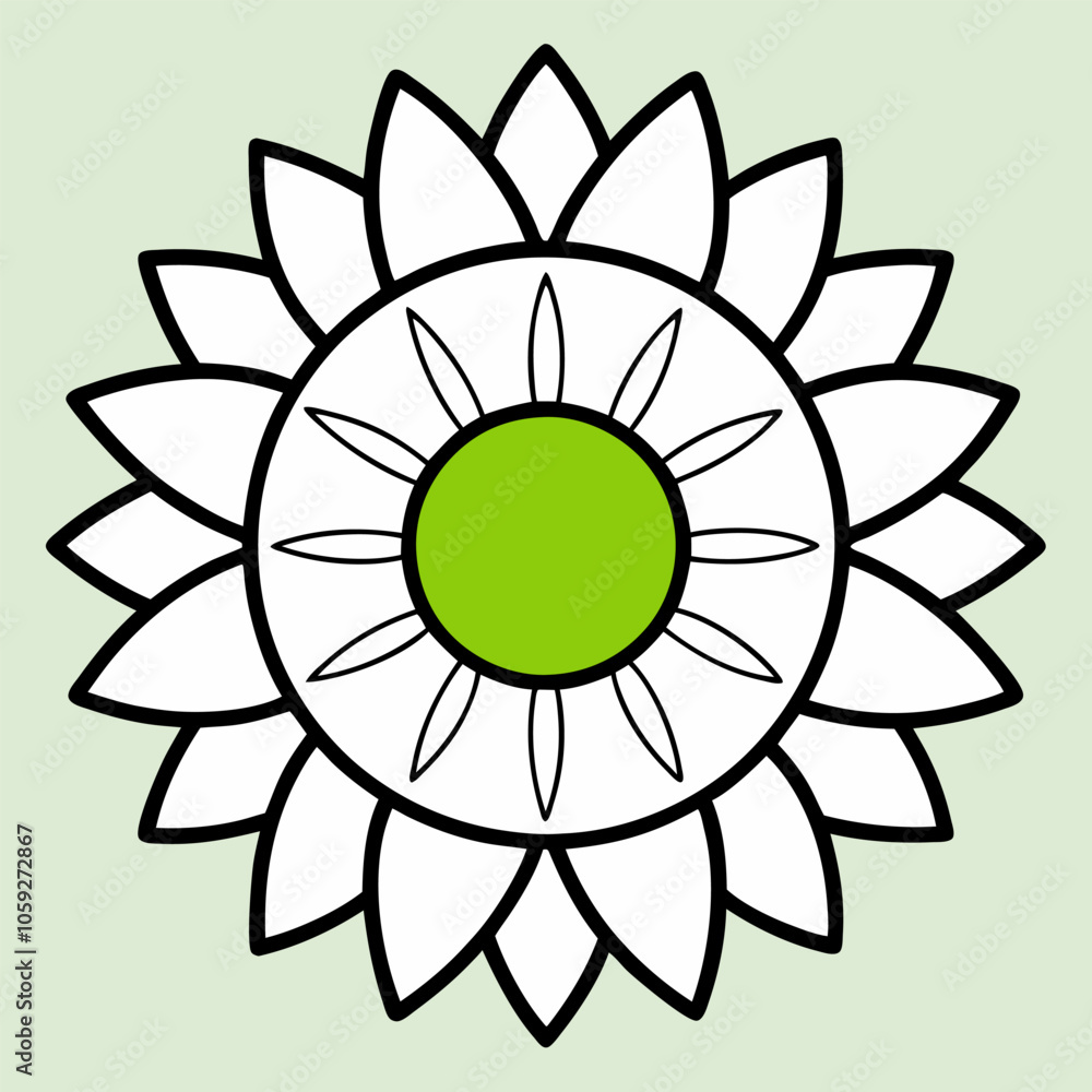 A simple, yet elegant black and white illustration of a flower, with a green center. Perfect for adding a touch of nature to your designs. This image is ideal for coloring books, patterns. A simple, yet elegant black and white illustration of a flower, with a green center. Perfect for adding a touch of nature to your designs. This image is ideal for coloring books, patterns.