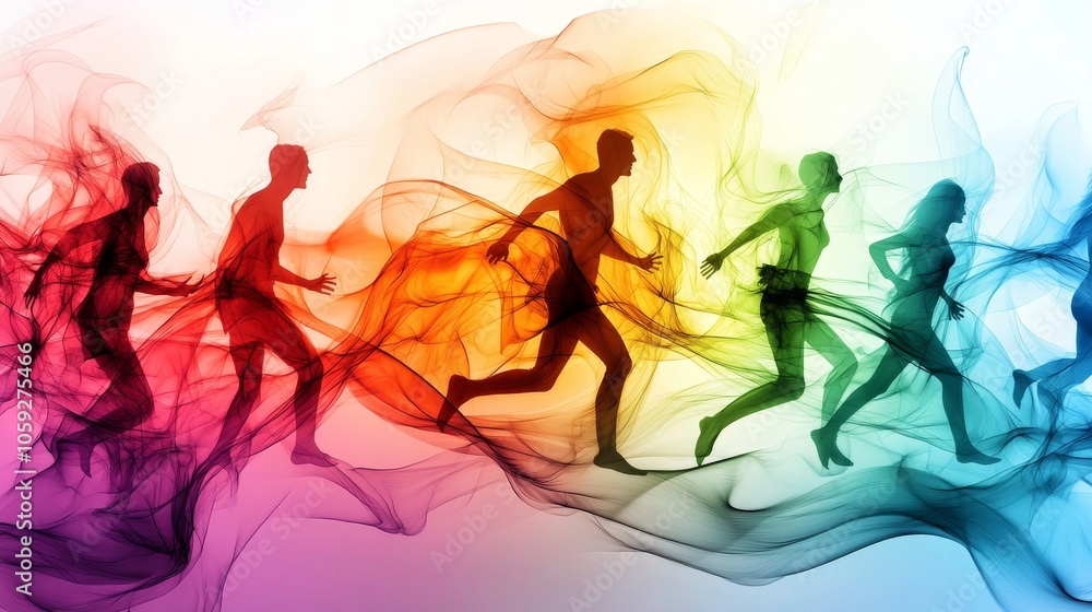 Vibrant Abstract Motion: Energetic People in Colorful Dynamic Flow Vibrant Abstract Motion: Energetic People in Colorful Dynamic Flow