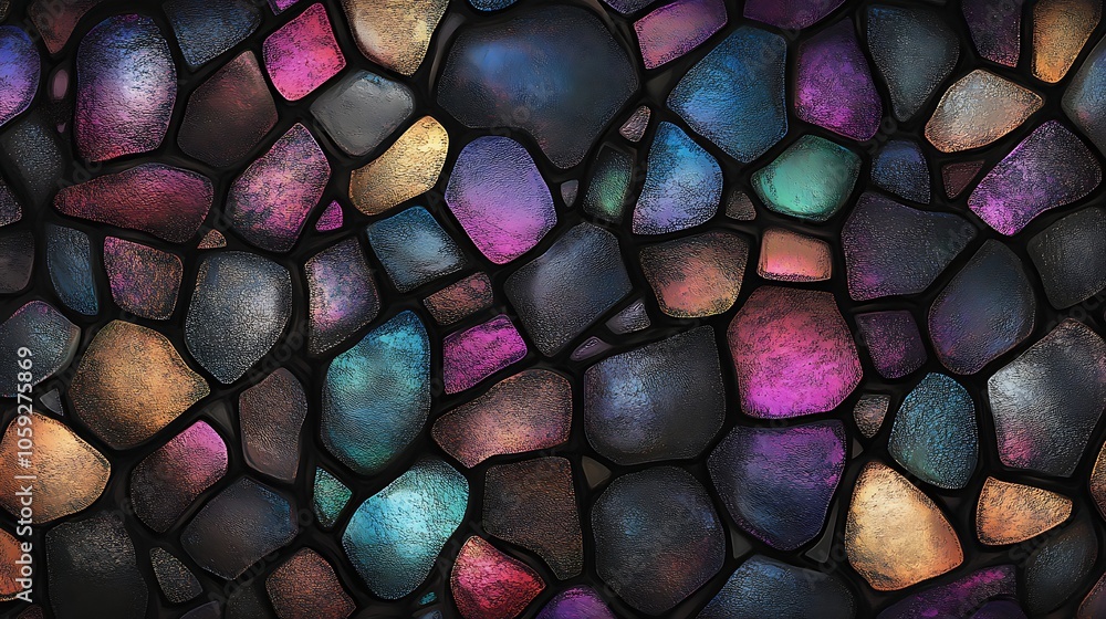 Iridescent Water Droplets Illustration on Dark Background Iridescent Water Droplets Illustration on Dark Background