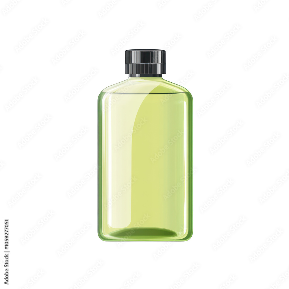 A clear bottle with a green cap Isolate Transparency Background A clear bottle with a green cap Isolate Transparency Background