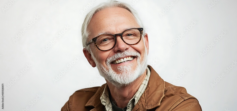 Old man posing indoors medium shot Old man posing indoors medium shot