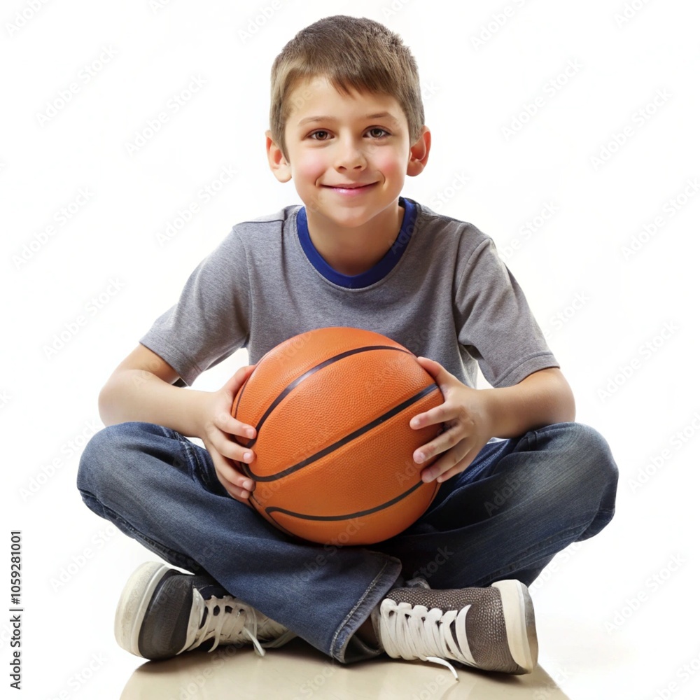 Young kid playing basketball generative ai Young kid playing basketball generative ai