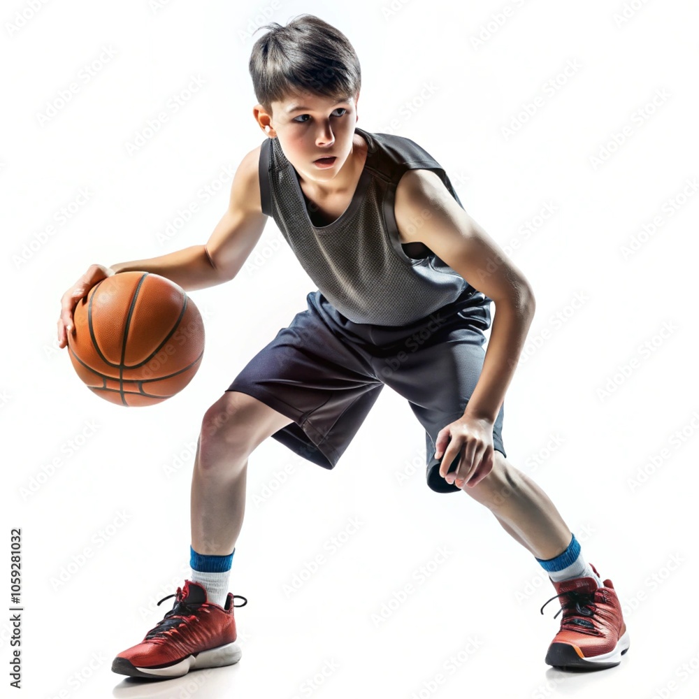 Young kid playing basketball generative ai Young kid playing basketball generative ai