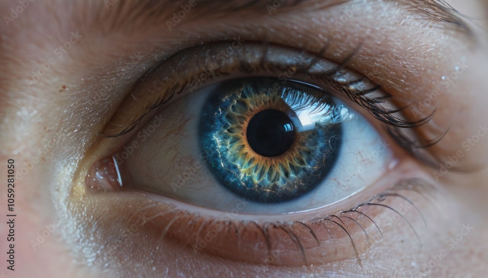 Close-up View of a Striking Human Eye Showcasing Various Colors Close-up View of a Striking Human Eye Showcasing Various Colors