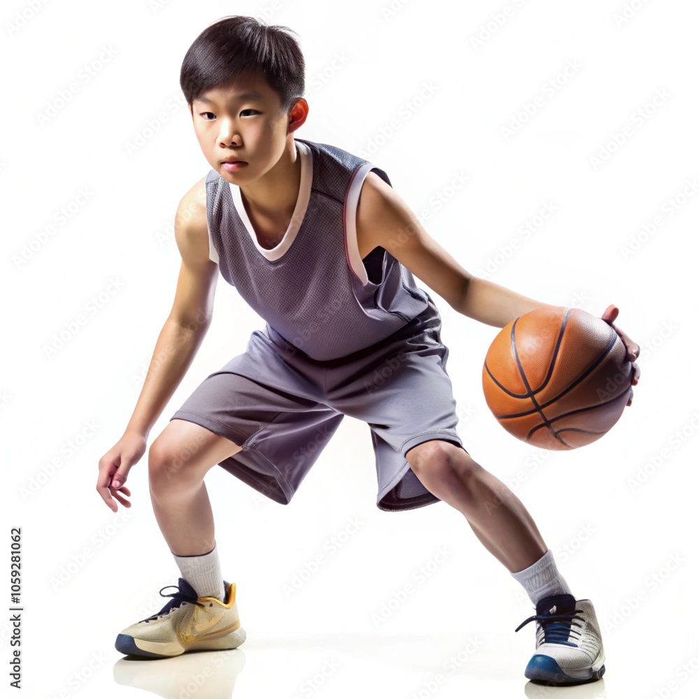Young kid playing basketball generative ai Young kid playing basketball generative ai