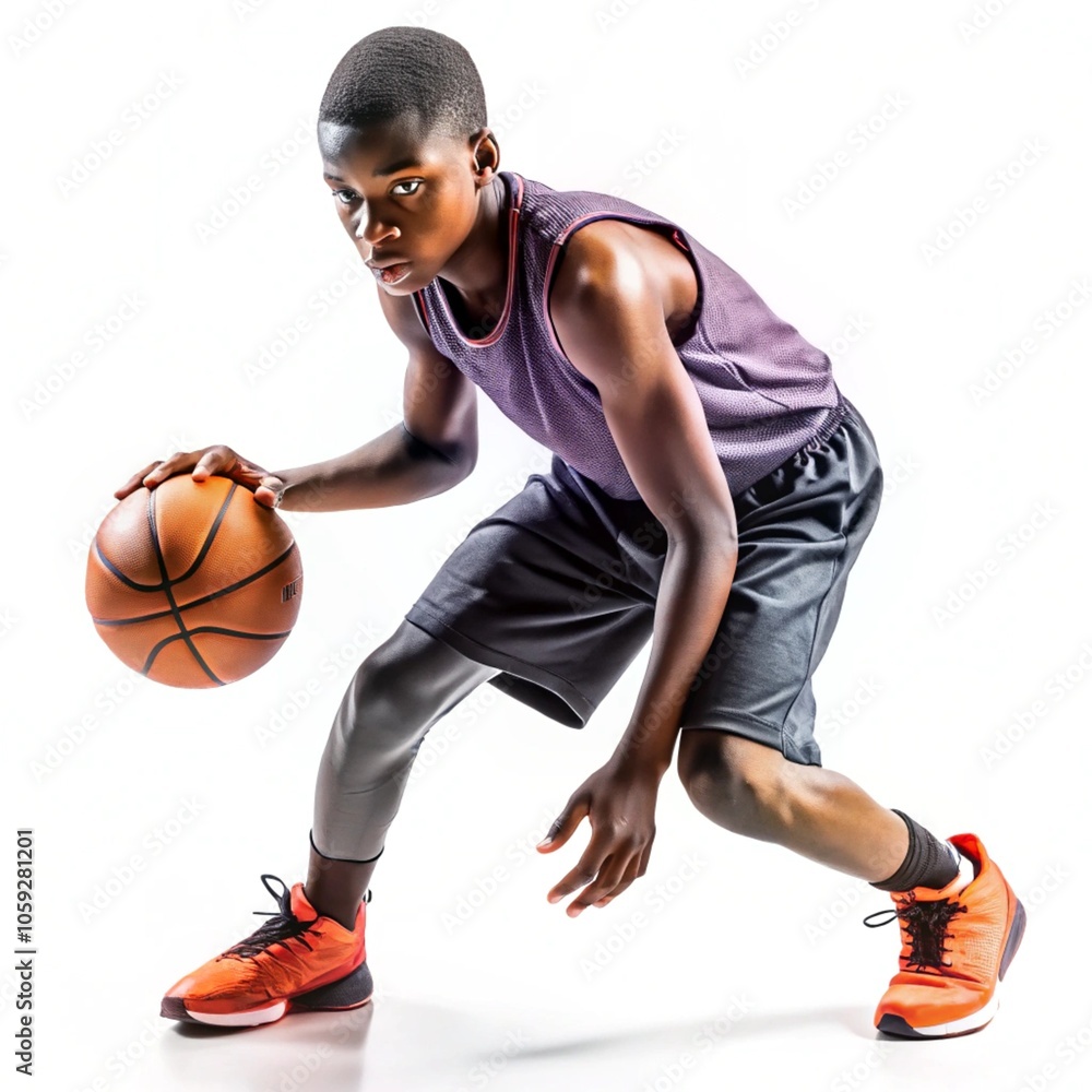 Young kid playing basketball generative ai Young kid playing basketball generative ai