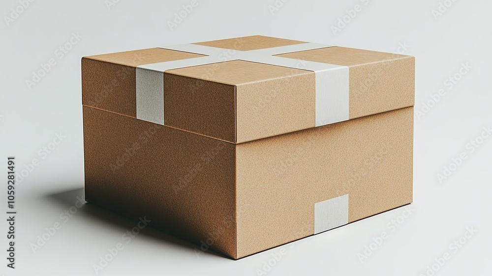 Detailed 3D mockup of a cardboard box for versatile product packaging, isolated on a white background for a crisp and professional presentation suitable for social media. High resolution Detailed 3D mockup of a cardboard box for versatile product packaging, isolated on a white background for a crisp and professional presentation suitable for social media. High resolution