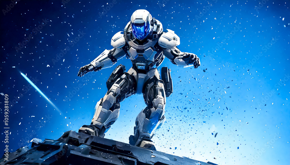 Astronaut, alien, robot in armored spacesuit in action on a spaceship surface. Starship troopers, star wars, space exploration, space science. Explosion, unfriendly planet, space war Astronaut, alien, robot in armored spacesuit in action on a spaceship surface. Starship troopers, star wars, space exploration, space science. Explosion, unfriendly planet, space war