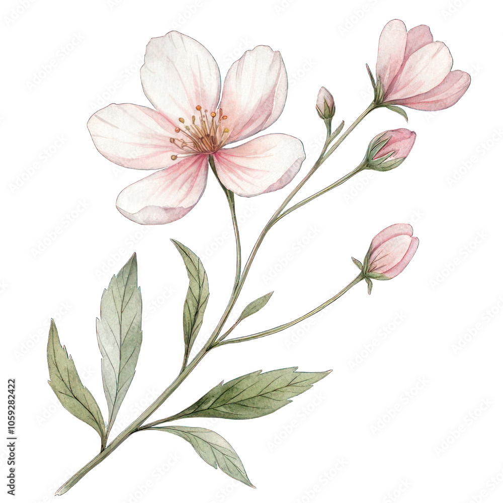 Obraz premium Beautiful Pink Watercolor Flower on a Isolated Background