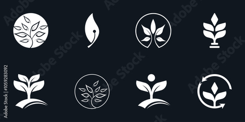 nature logo design collection with creative concept premium vector