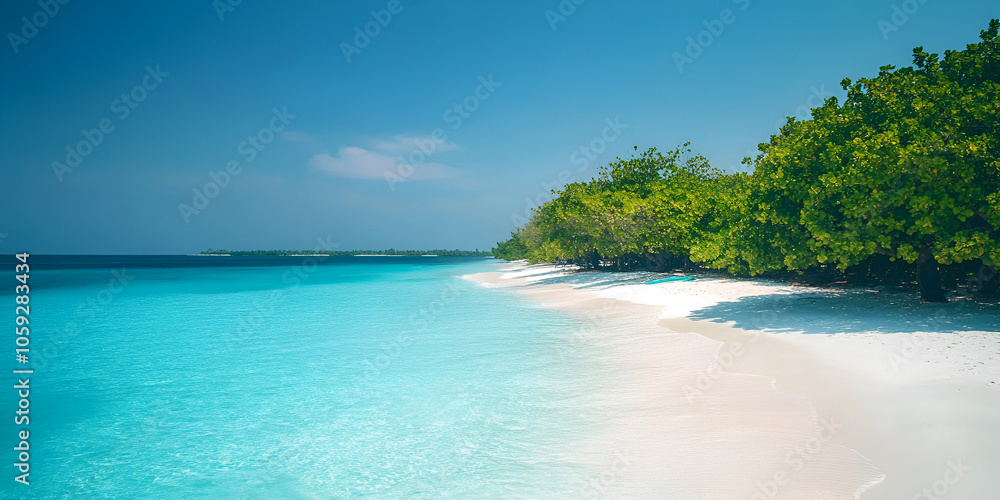 Fototapeta premium Pristine Beach with Clear Blue Waters